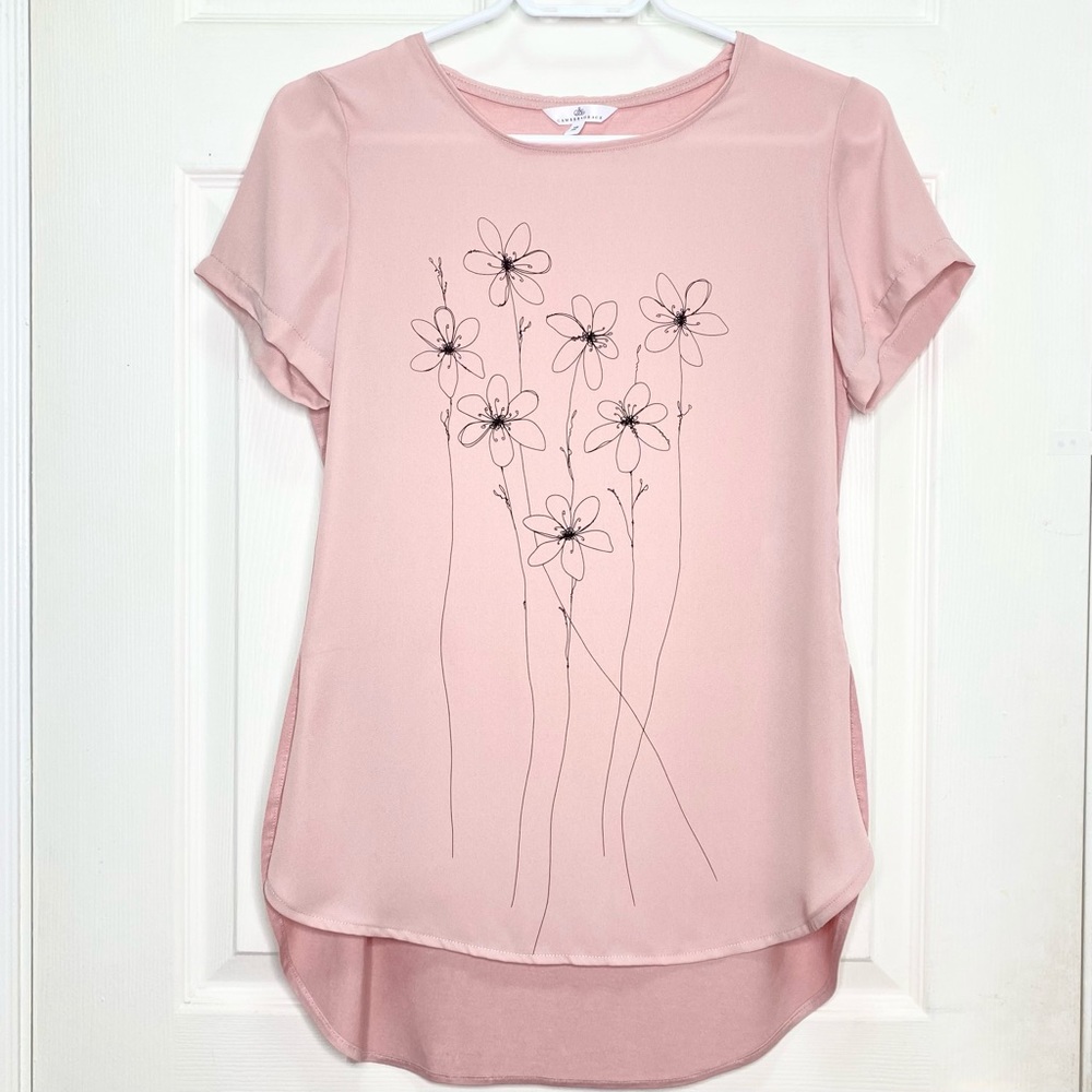 RW&CO. Pink Short Sleeve Floral Tee